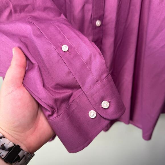 Stafford Easy Care Broadcloth Travel Button Dress Shirt Dark Purple Size XXL - Picture 4 of 5